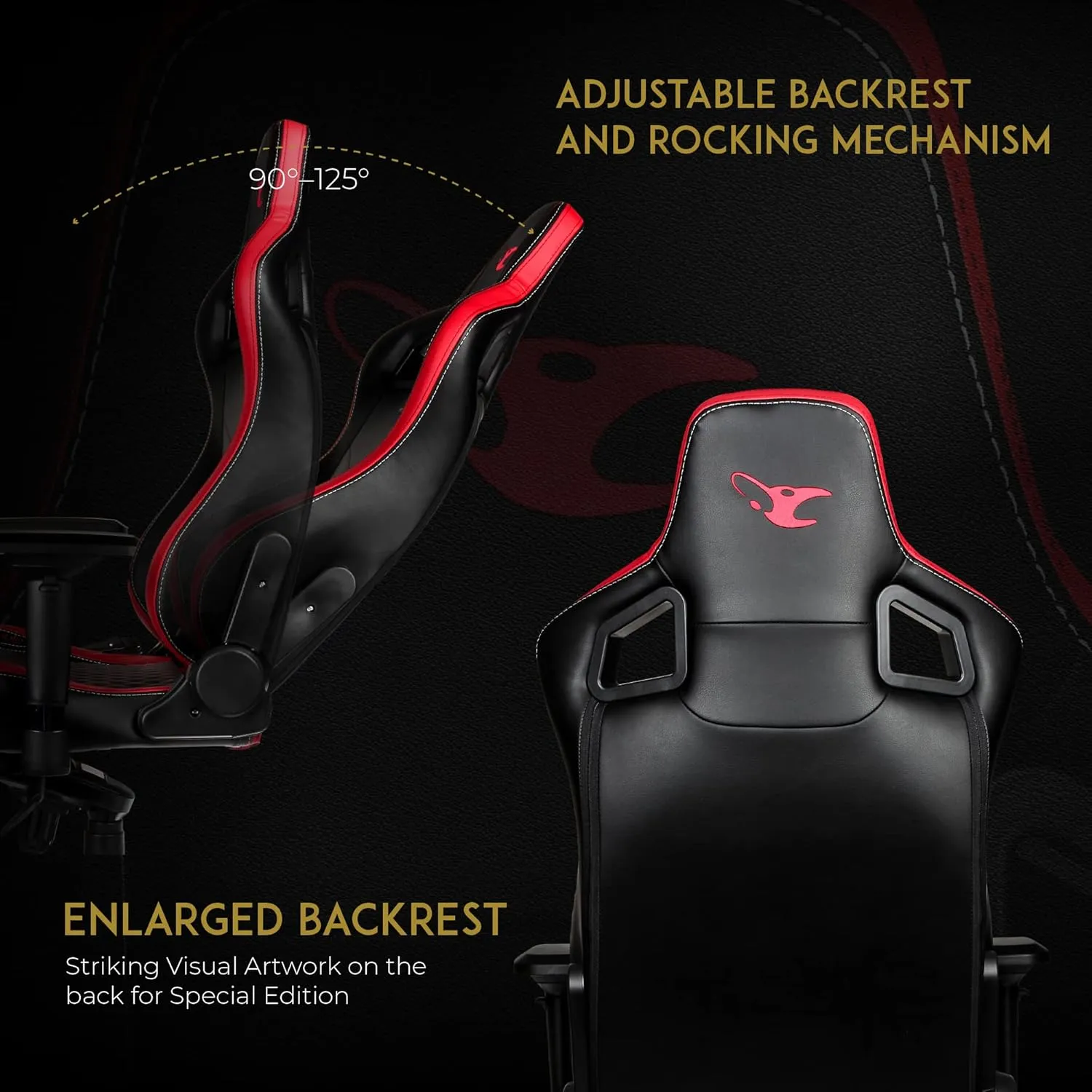 noblechairs Epic Reclining Gaming Chair and Reclining Office Chair, PU Faux Leather, Mousesports Edition, Black/Red