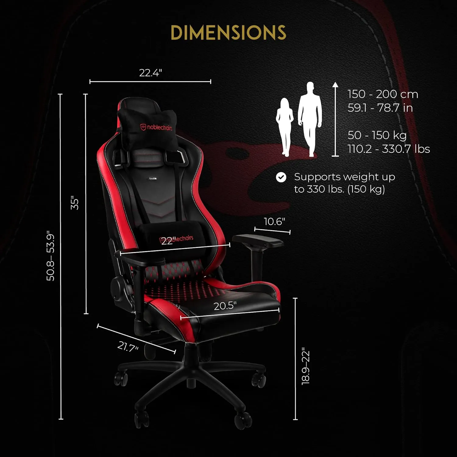 noblechairs Epic Reclining Gaming Chair and Reclining Office Chair, PU Faux Leather, Mousesports Edition, Black/Red