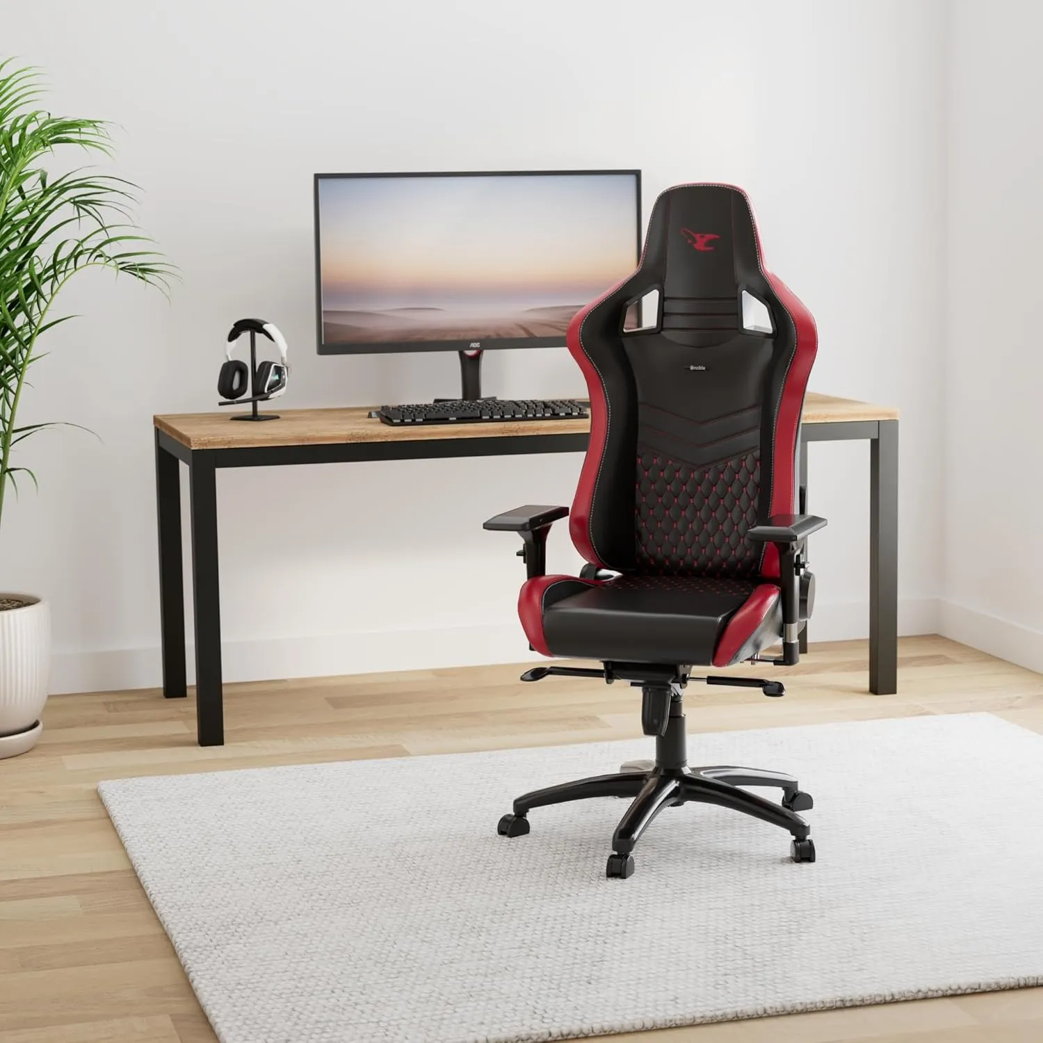 noblechairs Epic Reclining Gaming Chair and Reclining Office Chair, PU Faux Leather, Mousesports Edition, Black/Red