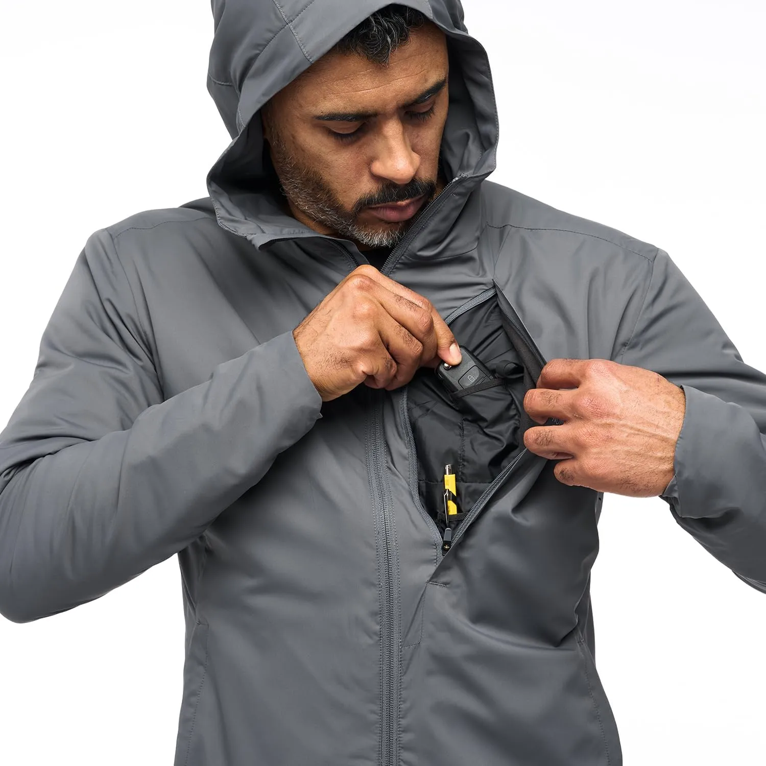 NOMATIC Outset Jacket - Hoodie: Ultimate Mens Lightweight Travel Jacket, Water & Stain Resistant, Breathable, Insulated