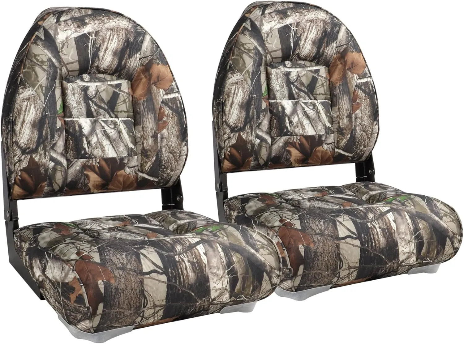 NORTHCAPTAIN High Back Folding Fishing Boat Seat,Stainless Steel Screws Included,Camo,2 Seats