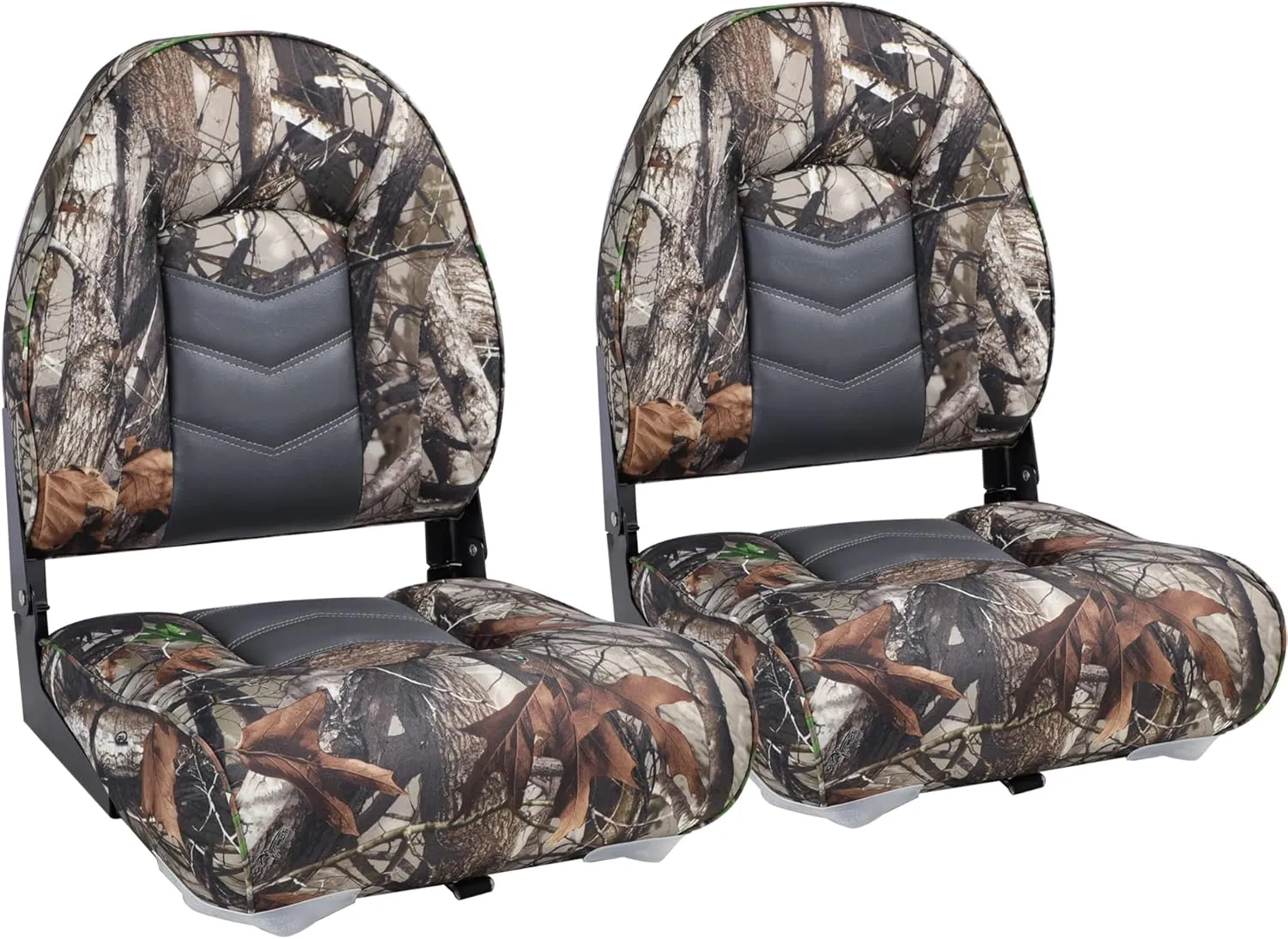NORTHCAPTAIN Premium High Back Folding Boat Seat,Stainless Steel Screws Included,Camo/Charcoal,2 Seats