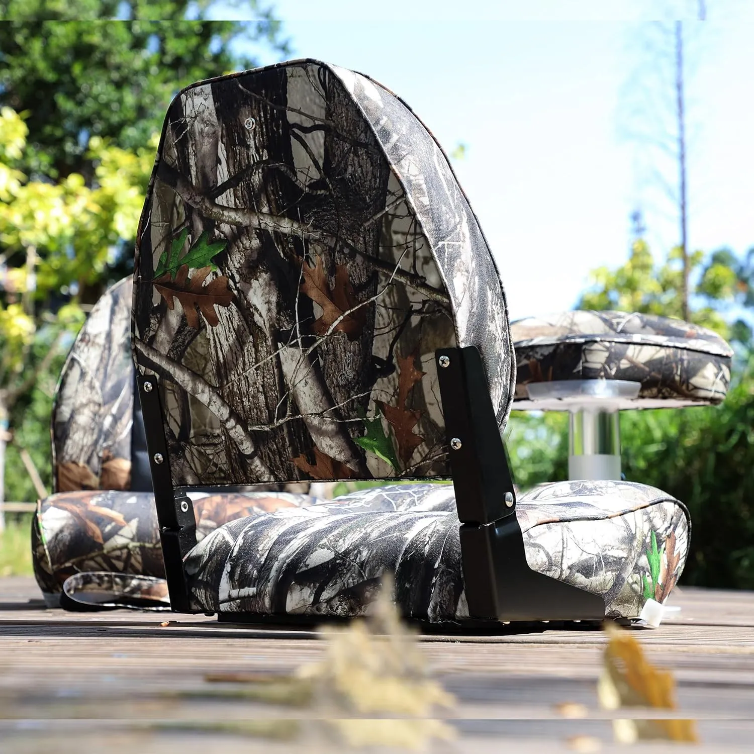 NORTHCAPTAIN Premium High Back Folding Boat Seat,Stainless Steel Screws Included,Camo/Charcoal,2 Seats
