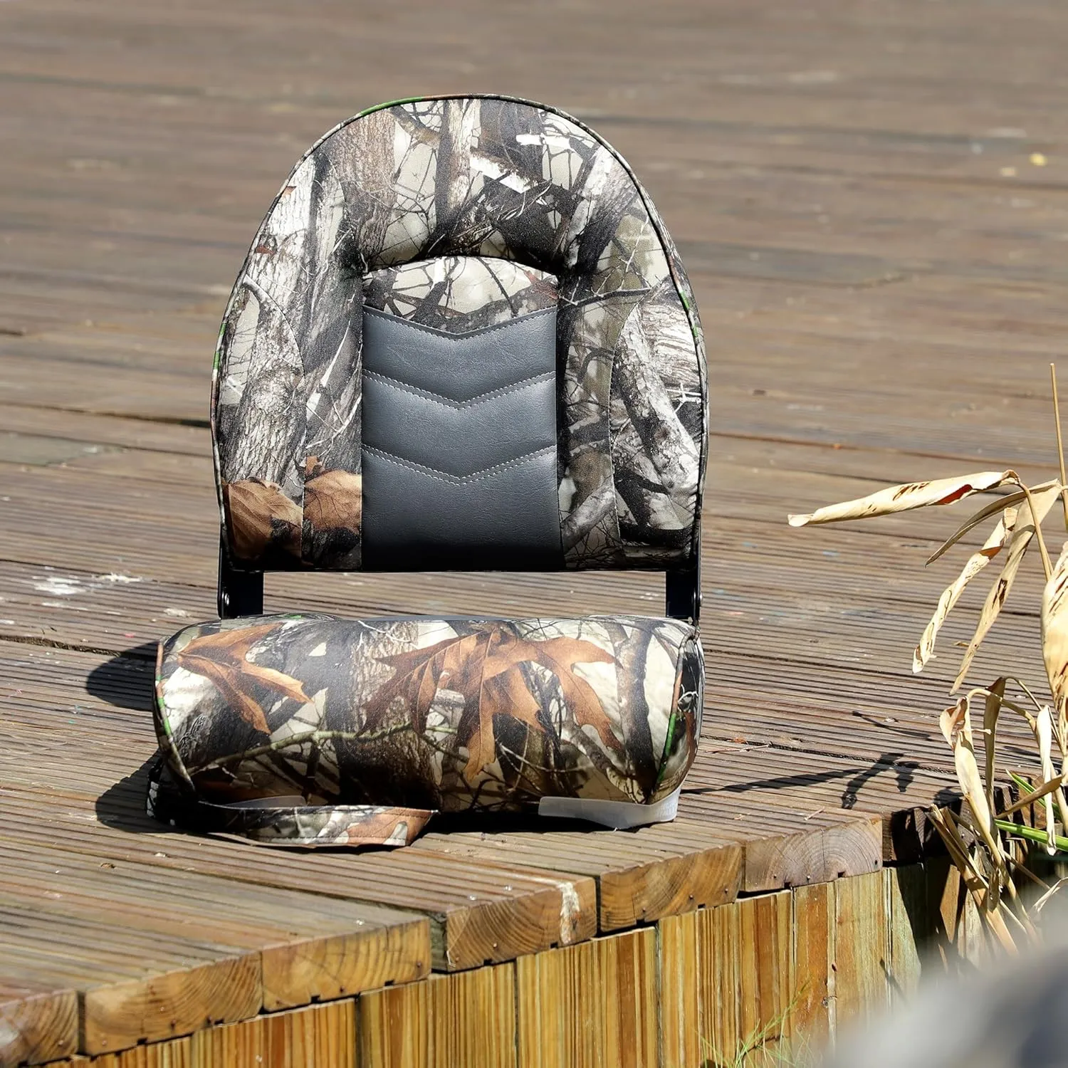 NORTHCAPTAIN Premium High Back Folding Boat Seat,Stainless Steel Screws Included,Camo/Charcoal,2 Seats
