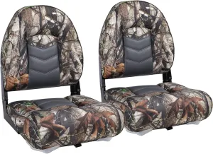 NORTHCAPTAIN Premium High Back Folding Boat Seat,Stainless Steel Screws Included,Camo/Charcoal,2 Seats