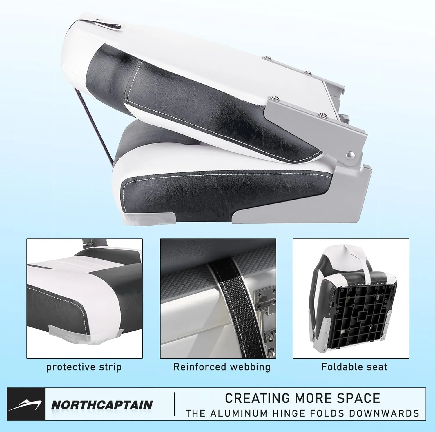 NORTHCAPTAIN S1 Deluxe A Pair of Marine High Back Folding Fishing Boat Seat,Stainless Steel Screws Included