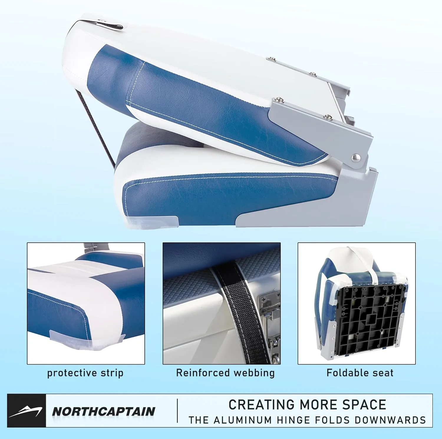 NORTHCAPTAIN S1 Deluxe A Pair of Marine High Back Folding Fishing Boat Seat,Stainless Steel Screws Included