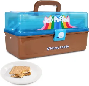 Nostalgia Jet-Puffed Lighted S’mores Caddy, Essential Marshmallow Roasting and S’mores Making Supplies for Camping, Vacation, and Backyard Bonfires, Carry Handle, Retractable Trays, and Carry Handle