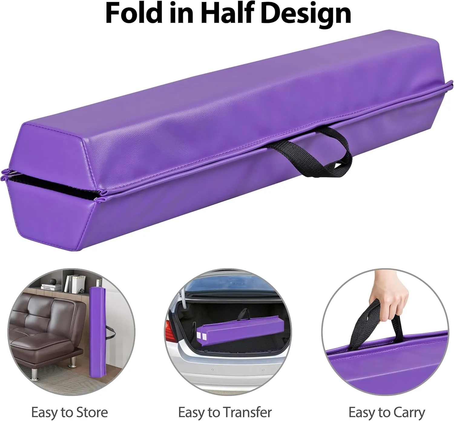 Nova Microdermabrasion 6 FT / 9 FT Folding Gymnastics Balance Beam Non-Slip Extra-Firm Foam Floor Balance Beam Home Training Equipment for Kids/Adults Home Use