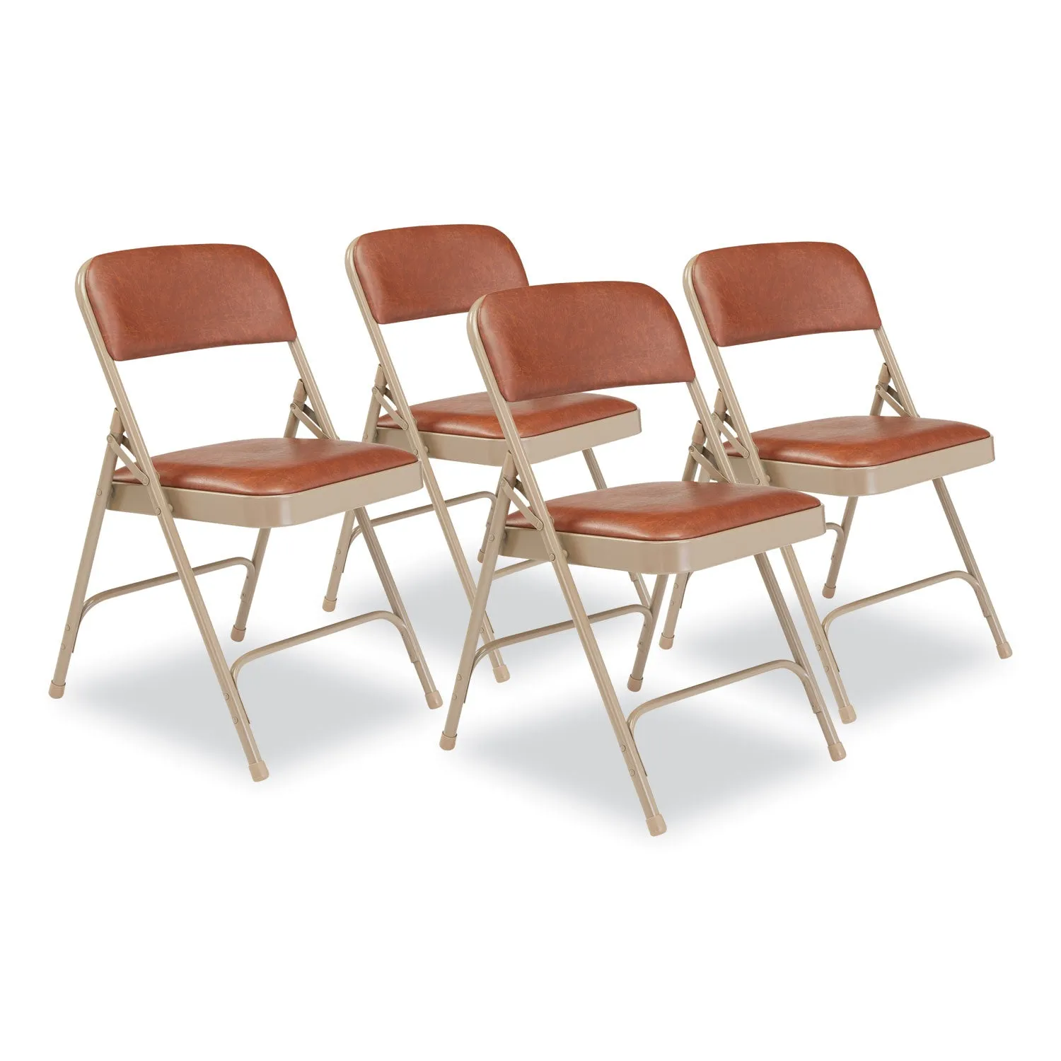 NPS® 1200 Series Vinyl Dual-Hinge Folding Chair, Supports Up to 500 lb, Honey Brown Seat, Honey Brown Back, Beige Base, 4/Carton