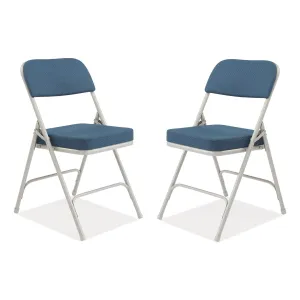 NPS® 3200 Series Fabric Dual-Hinge Folding Chair, Supports Up to 300 lb, Regal Blue Seat, Regal Blue Back, Gray Base, 2/Carton