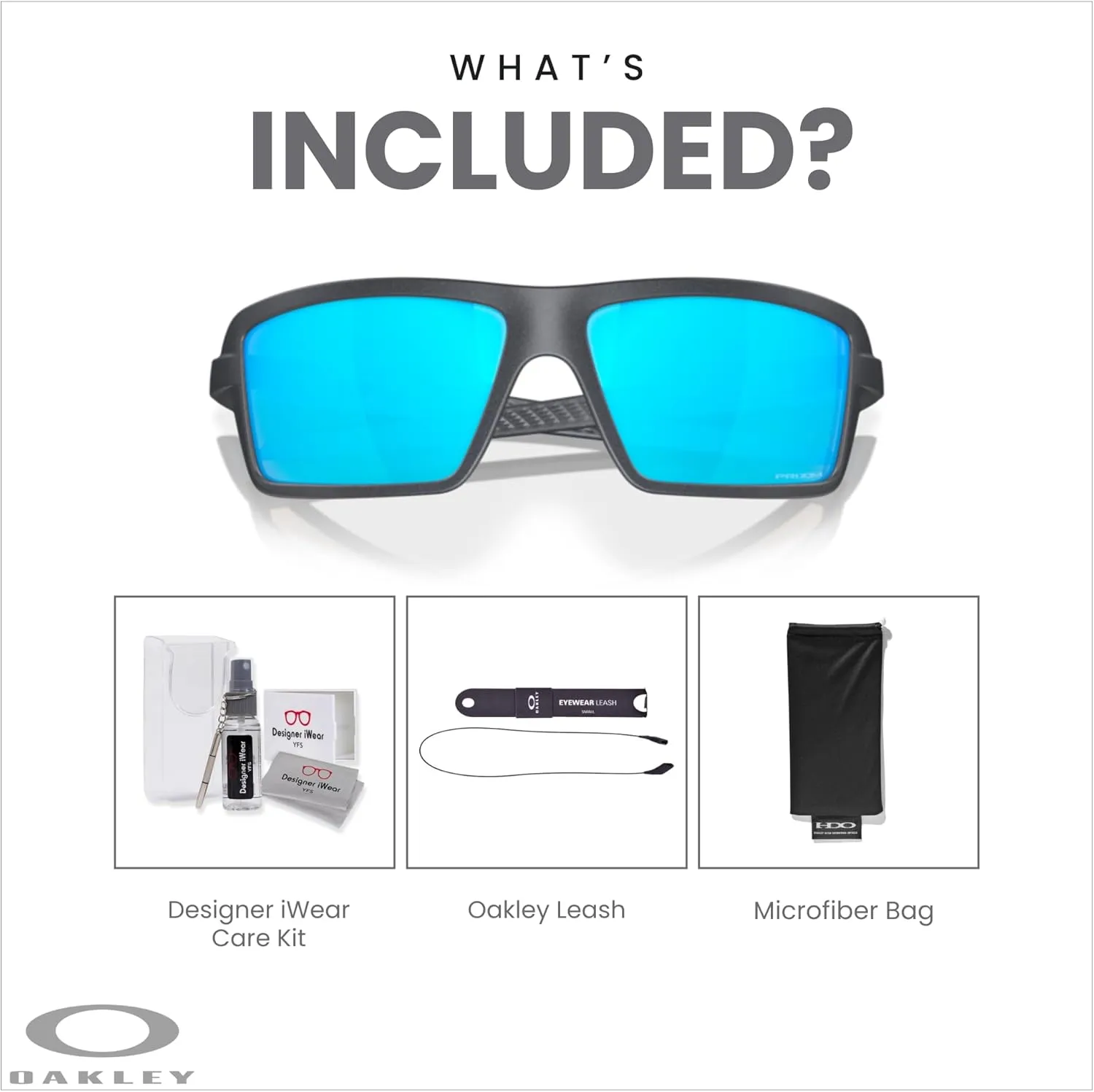 Oakley Cables OO9129 Rectangle Sunglasses for Men   BUNDLE Accessory Leash   Designer iWear Kit