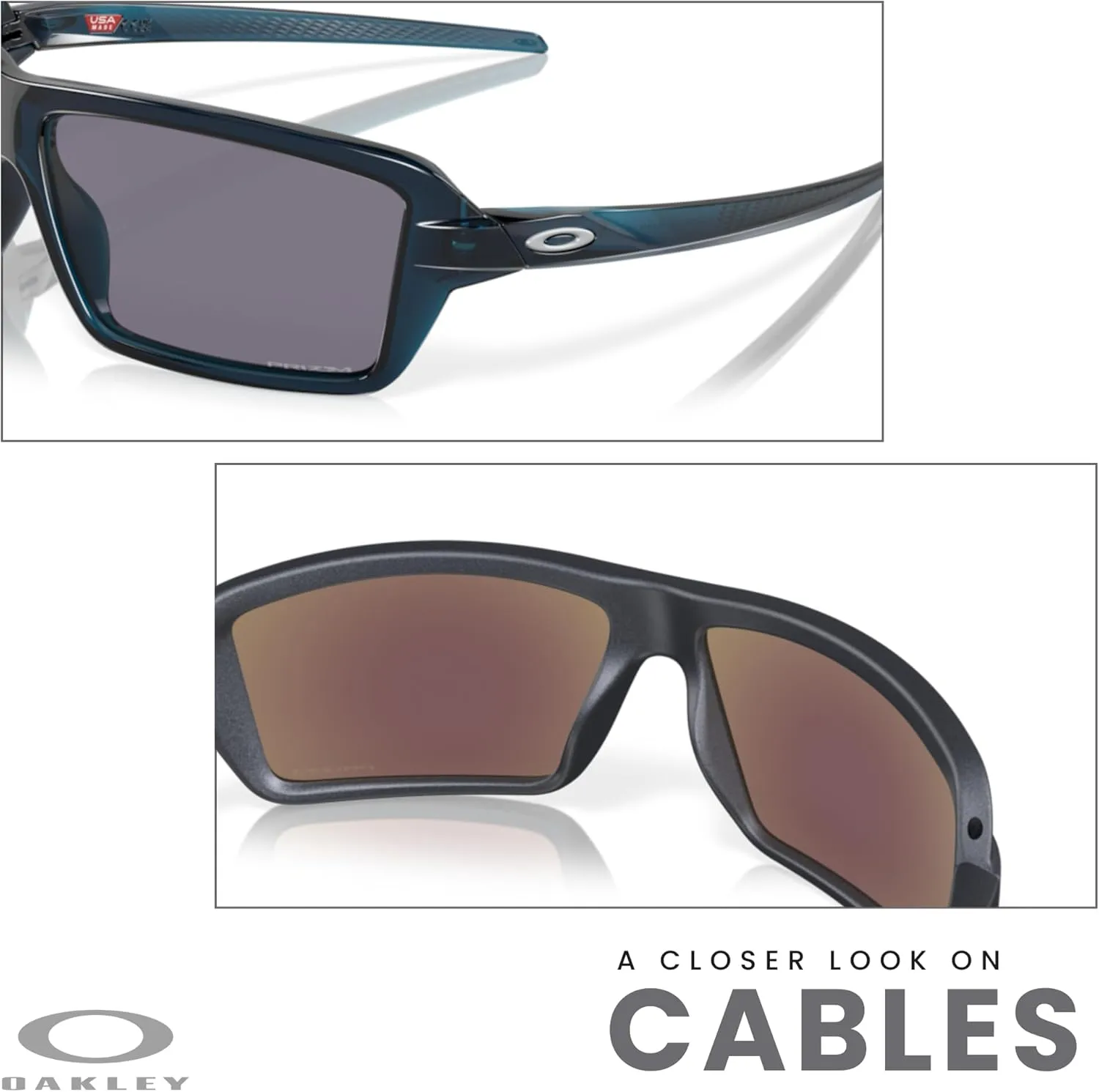 Oakley Cables OO9129 Rectangle Sunglasses for Men   BUNDLE Accessory Leash   Designer iWear Kit