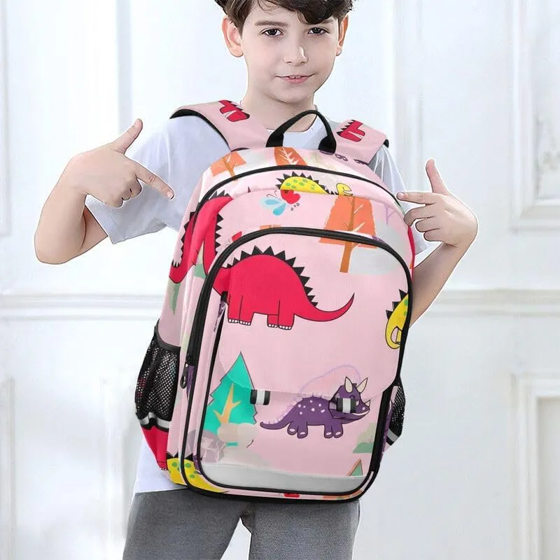 ODAWA Cartoon Dinosaurs Bagpacks Lightweight Durable Travel Gifts Girls Boys Backpack, 17 Inch