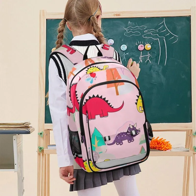 ODAWA Cartoon Dinosaurs Bagpacks Lightweight Durable Travel Gifts Girls Boys Backpack, 17 Inch