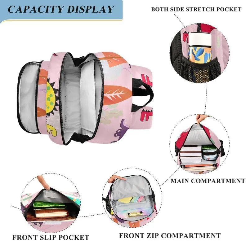 ODAWA Cartoon Dinosaurs Bagpacks Lightweight Durable Travel Gifts Girls Boys Backpack, 17 Inch