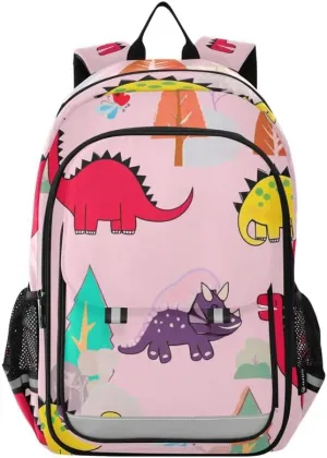 ODAWA Cartoon Dinosaurs Bagpacks Lightweight Durable Travel Gifts Girls Boys Backpack, 17 Inch