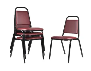 OEF Furnishings Vinyl Upholstered Stack Banquet Chair, (Pack of 4), Burgundy