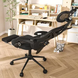 Office Desk Chair, Ergonomic High-Back Computer Chair, Mesh Gaming Chair with Footrest, Comfortable Executive Task Chair with Adjustable Lumbar Support & Headrest (Modern, Black)