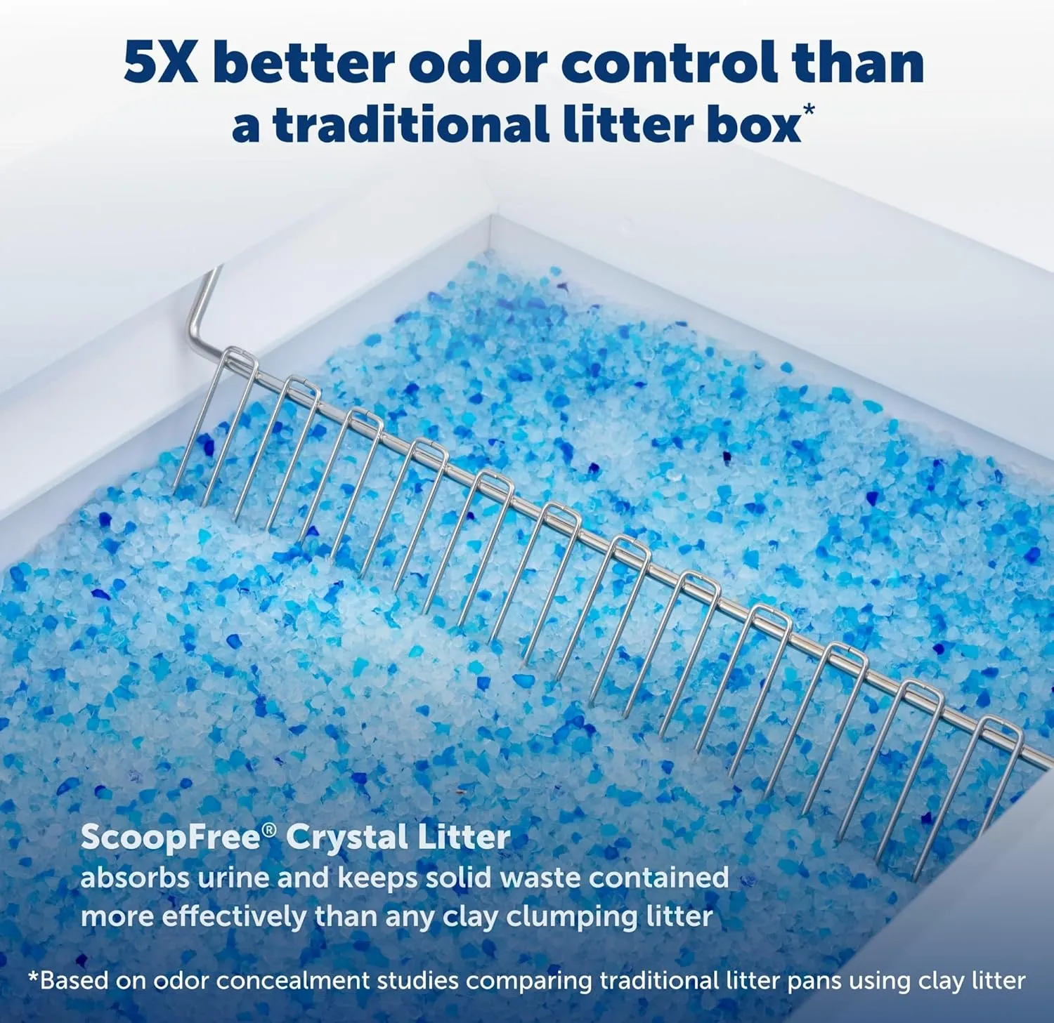 Official PetSafe ScoopFree Stainless Steel Reusable Tray - Includes 4.3 lb. of Premium Non-Clumping Crystal Cat Litter, Fresh Scent