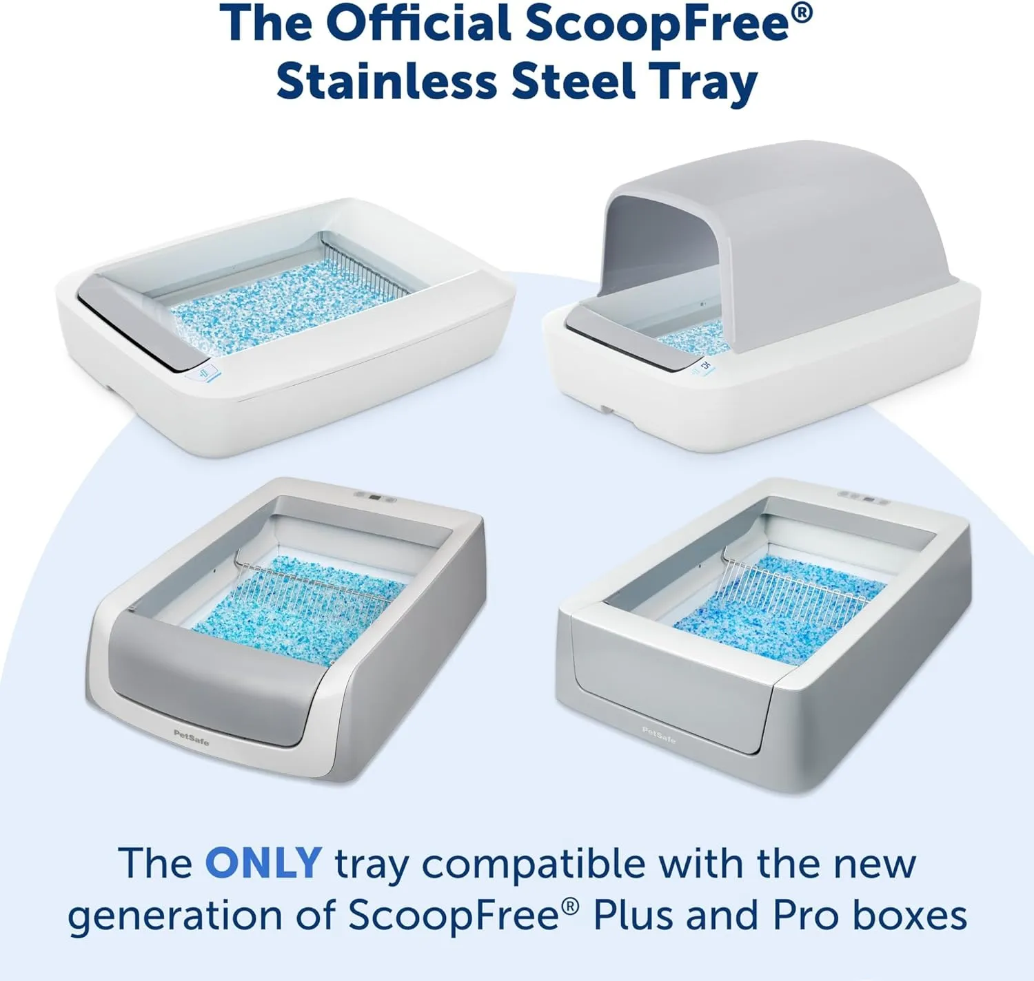 Official PetSafe ScoopFree Stainless Steel Reusable Tray - Includes 4.3 lb. of Premium Non-Clumping Crystal Cat Litter, Fresh Scent