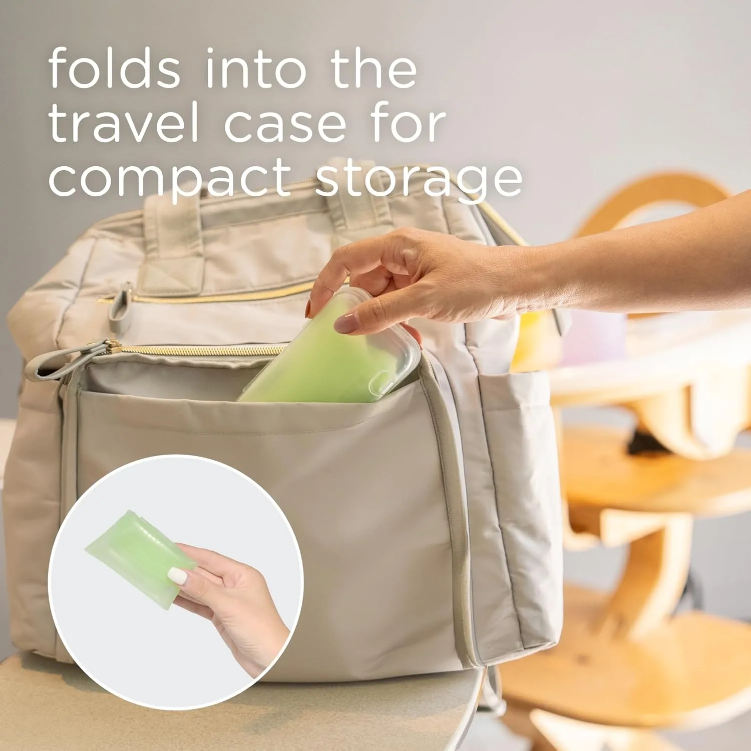 Olababy Fold N Go Silicone Baby Bib w Travel Case | Lightweight Design Eases Pressure Bruising for Infants & Toddlers