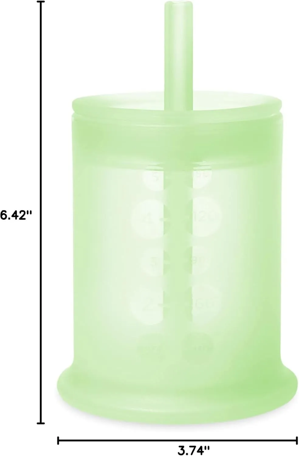 Olababy Silicone Training Cup with Straw Lid | Babies Water Drinking Cup | 6  Mo Infant To 12-18 Months Toddler | Sippy Cup For Kids & Smoothie Cup | Baby Led Weaning (Kiwi, 5 oz)