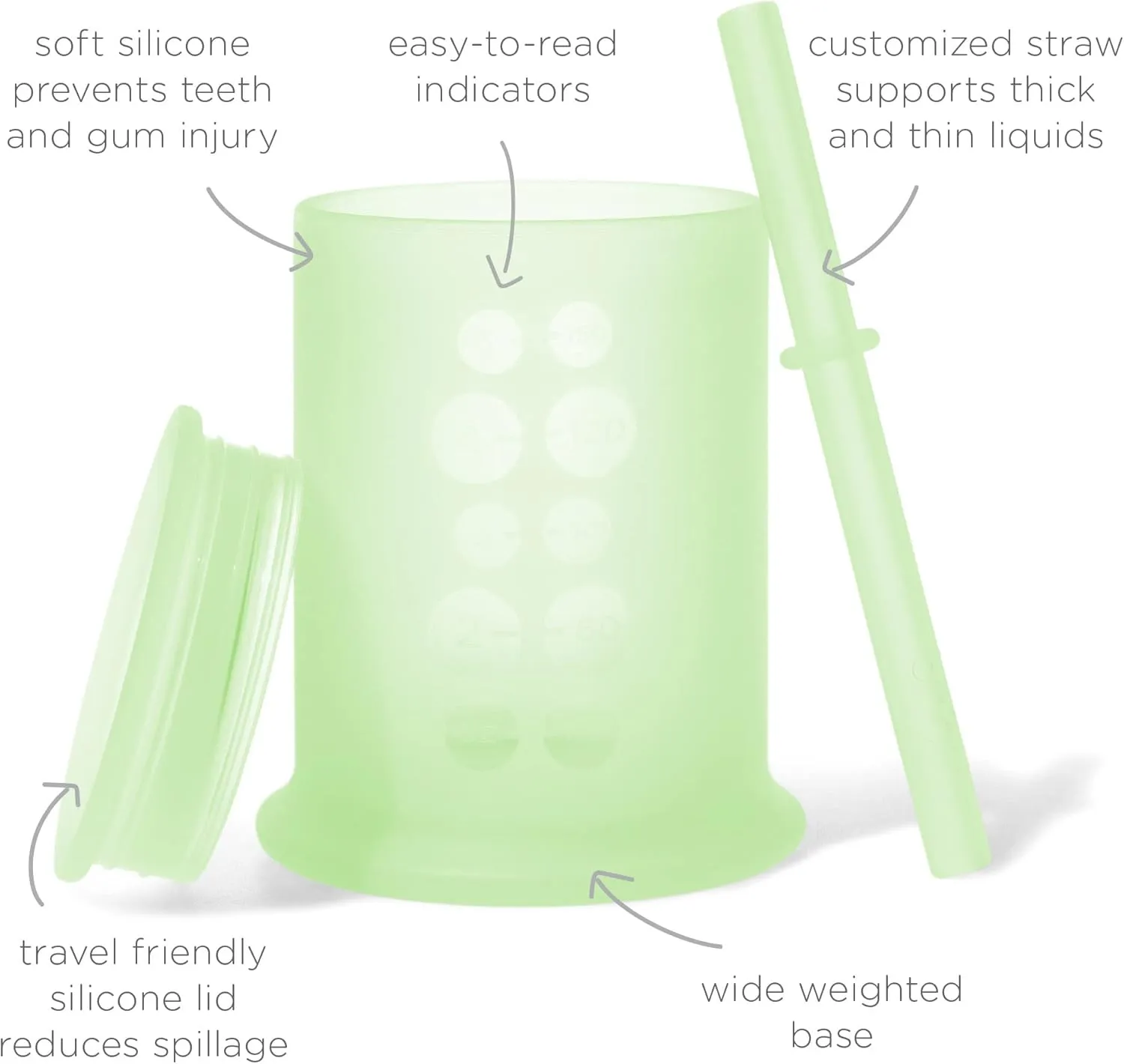 Olababy Silicone Training Cup with Straw Lid | Babies Water Drinking Cup | 6  Mo Infant To 12-18 Months Toddler | Sippy Cup For Kids & Smoothie Cup | Baby Led Weaning (Kiwi, 5 oz)