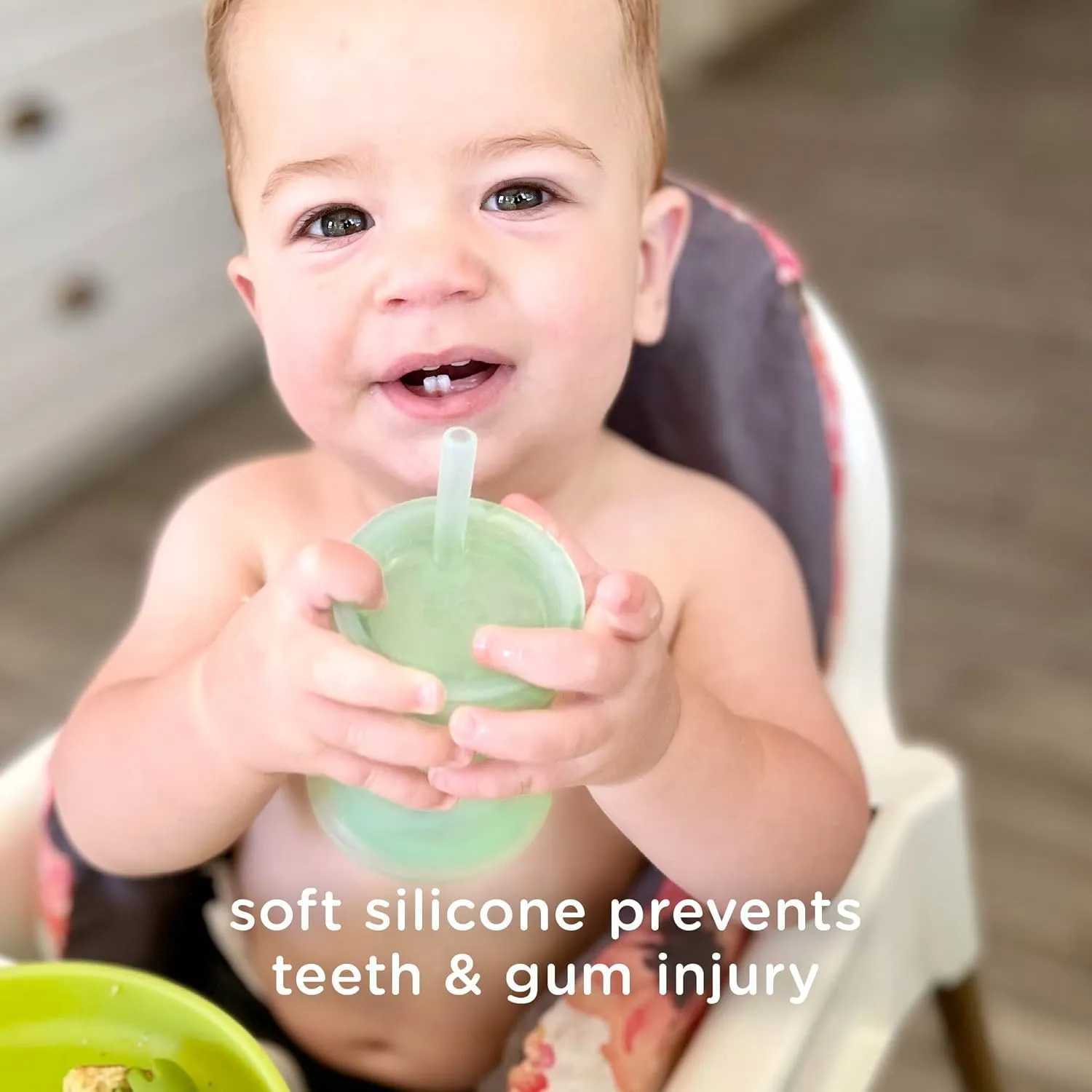 Olababy Silicone Training Cup with Straw Lid | Babies Water Drinking Cup | 6  Mo Infant To 12-18 Months Toddler | Sippy Cup For Kids & Smoothie Cup | Baby Led Weaning (Kiwi, 5 oz)