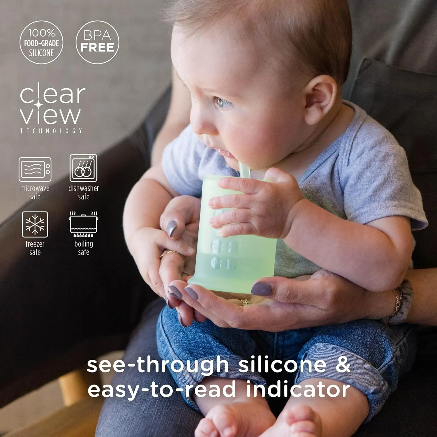 Olababy Silicone Training Cup with Straw Lid | Babies Water Drinking Cup | 6  Mo Infant To 12-18 Months Toddler | Sippy Cup For Kids & Smoothie Cup | Baby Led Weaning (Kiwi, 5 oz)
