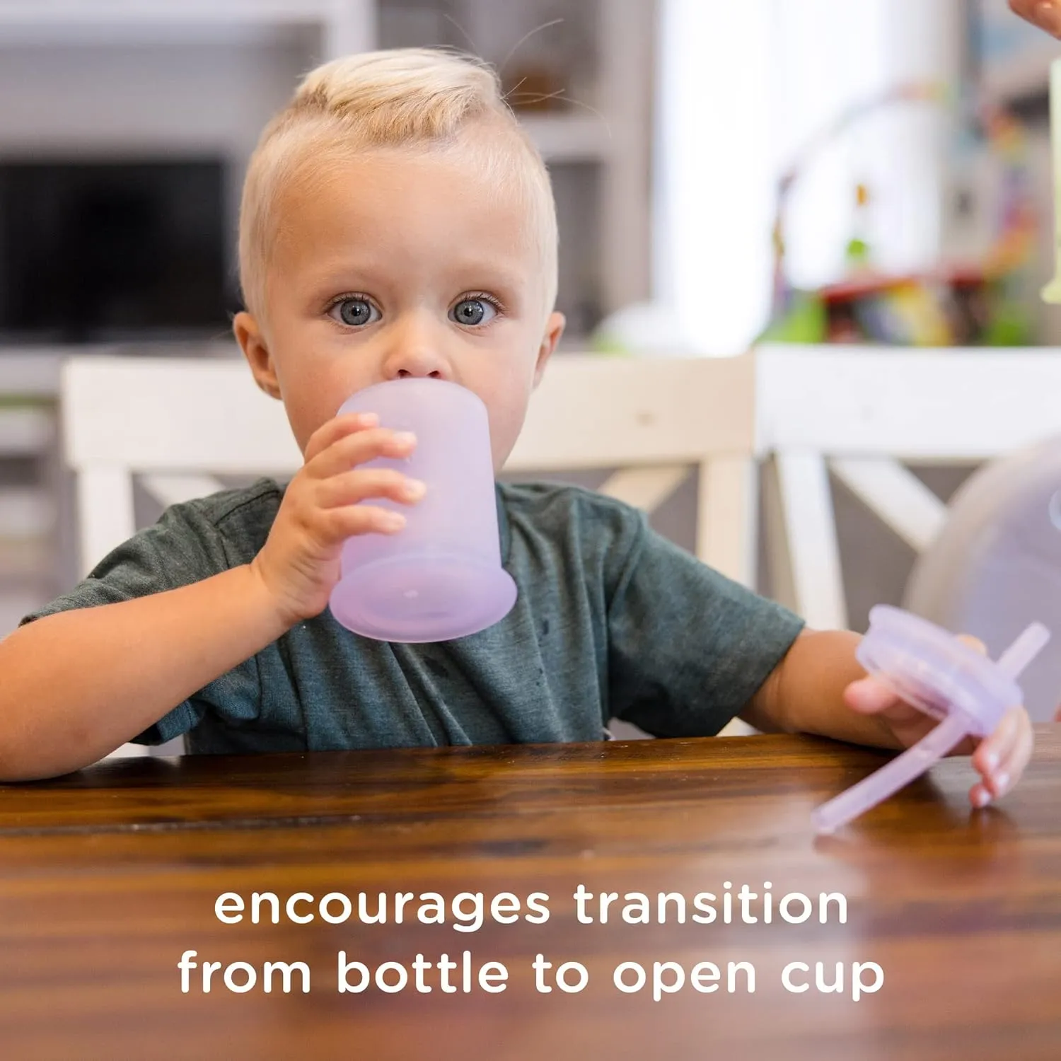 Olababy Silicone Training Cup with Straw Lid | Babies Water Drinking Cup | 6  Mo Infant To 12-18 Months Toddler | Sippy Cup For Kids & Smoothie Cup | Baby Led Weaning (Kiwi, 5 oz)