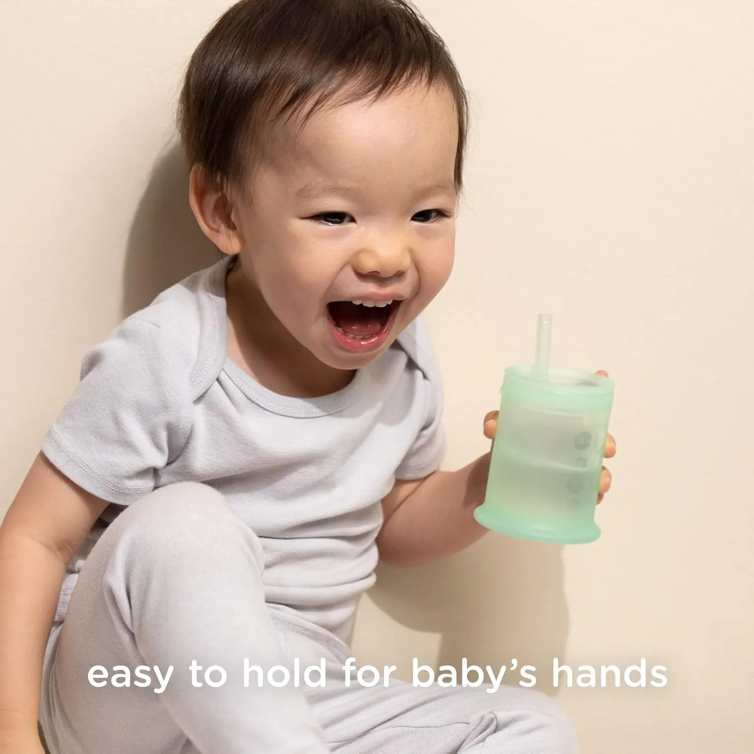 Olababy Silicone Training Cup with Straw Lid | Babies Water Drinking Cup | 6  Mo Infant To 12-18 Months Toddler | Sippy Cup For Kids & Smoothie Cup | Baby Led Weaning (Kiwi, 5 oz)
