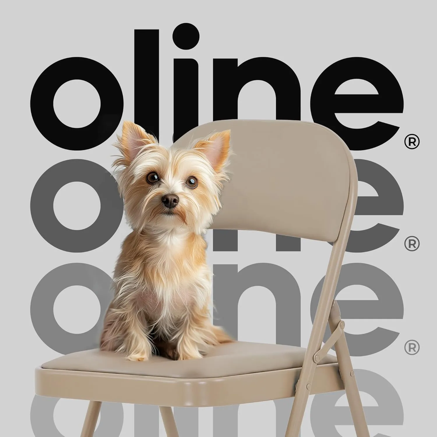 Oline Vinyl Folding Chairs, Padded Vinyl Cushion Chairs with Durable Metal Frame, Indoor Outdoor Stackable Foldable Guest Chairs for Office Wedding Kitchen Dining, 300lb Capacity (Khaki, 1 Pack)