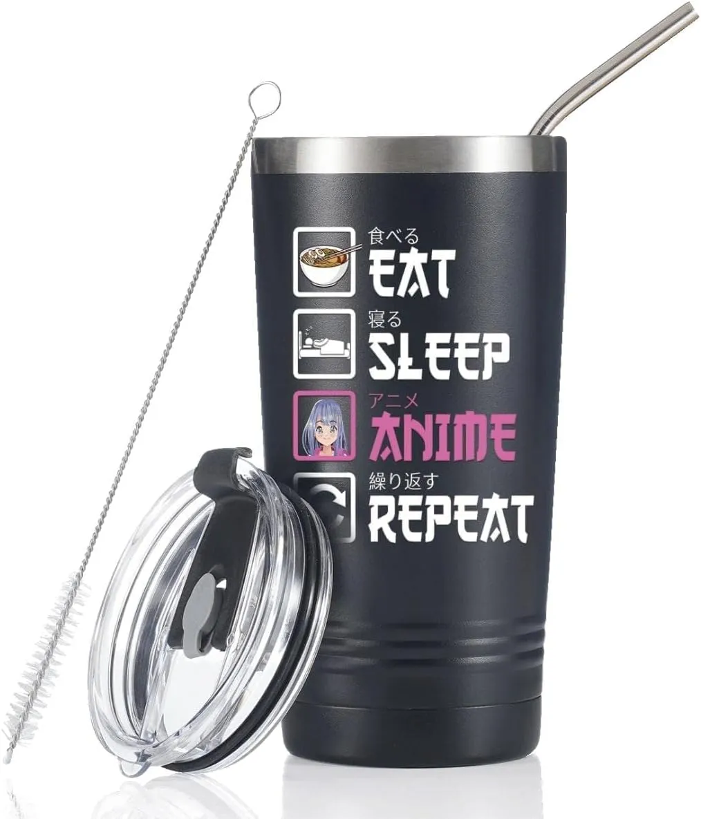 Onebttl Anime Gifts For Men, Women, Boys - 20oz/590ml Double Wall Vacuum Insulated Stainless Steel Tumblers Cups - Birthday Kawaii Gifts for Anime Lovers - With Japanese