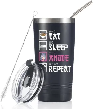 Onebttl Anime Gifts For Men, Women, Boys - 20oz/590ml Double Wall Vacuum Insulated Stainless Steel Tumblers Cups - Birthday Kawaii Gifts for Anime Lovers - With Japanese