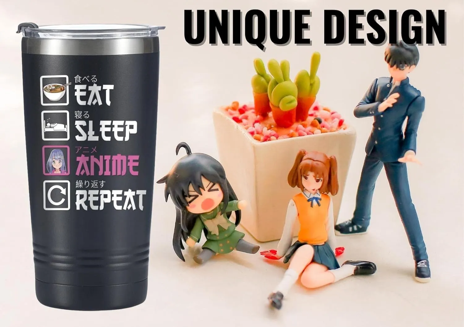 Onebttl Anime Gifts For Men, Women, Boys - 20oz/590ml Double Wall Vacuum Insulated Stainless Steel Tumblers Cups - Birthday Kawaii Gifts for Anime Lovers - With Japanese