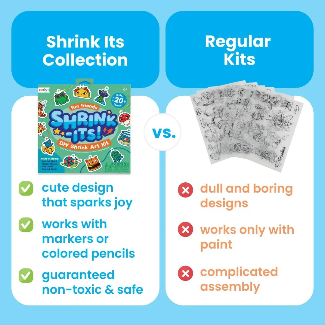 Ooly Shrink-Its 24 PC DIY Shrinking Art Bracelet Kit That Creates BFF Bracelets, Includes 20 Plastic Pre Cut Charms and More No Mess Art for Kids, DIY Creative Activity, Party Favor - BFF Bracelets