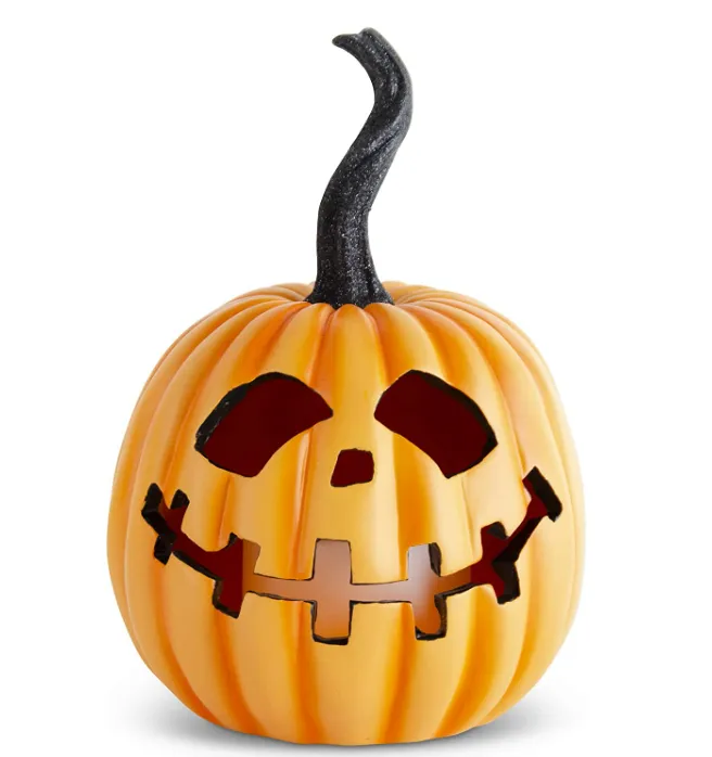 Orange Resin LED Flicker Flame Jack O Lantern - 3 Styles