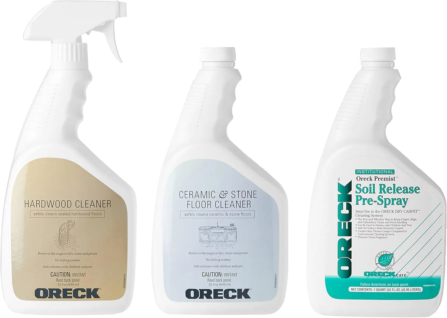 Oreck Orbiter Complete Clean Value Kit, Pack of 3, 32 oz Bottles, Includes Floor Cleaner for Hardwood, Ceramic and Stone, and Soil Release Pretreatment Spray, No Residue, Floor Cleaner Solution Kit