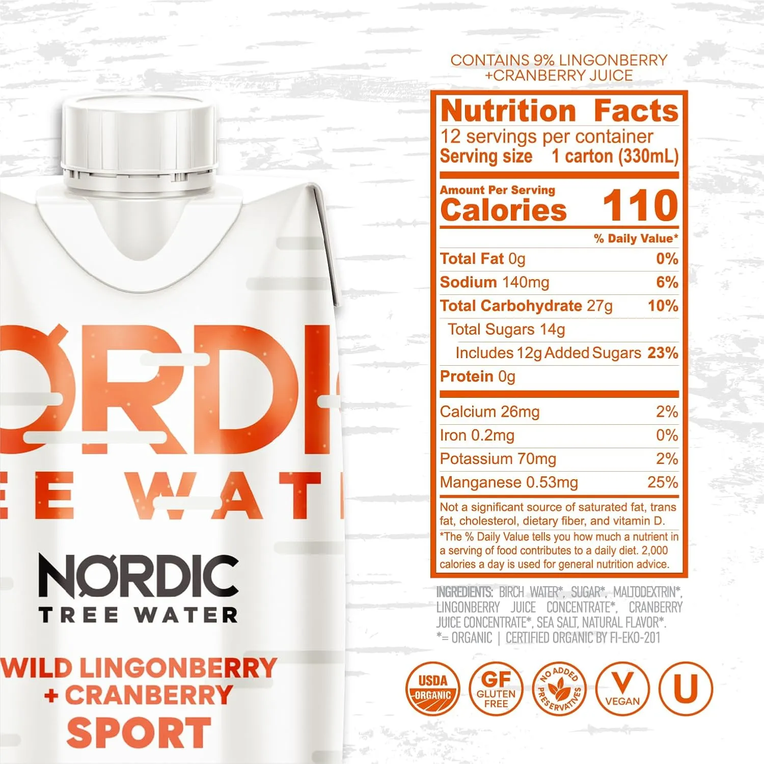 Organic Birch Tree Water SPORT – Hydration & Recovery Drink, Natural Electrolytes & Antioxidants, BPA-Free Tetra Pak, Low-Calorie Sports Hydration (Pack of 12)