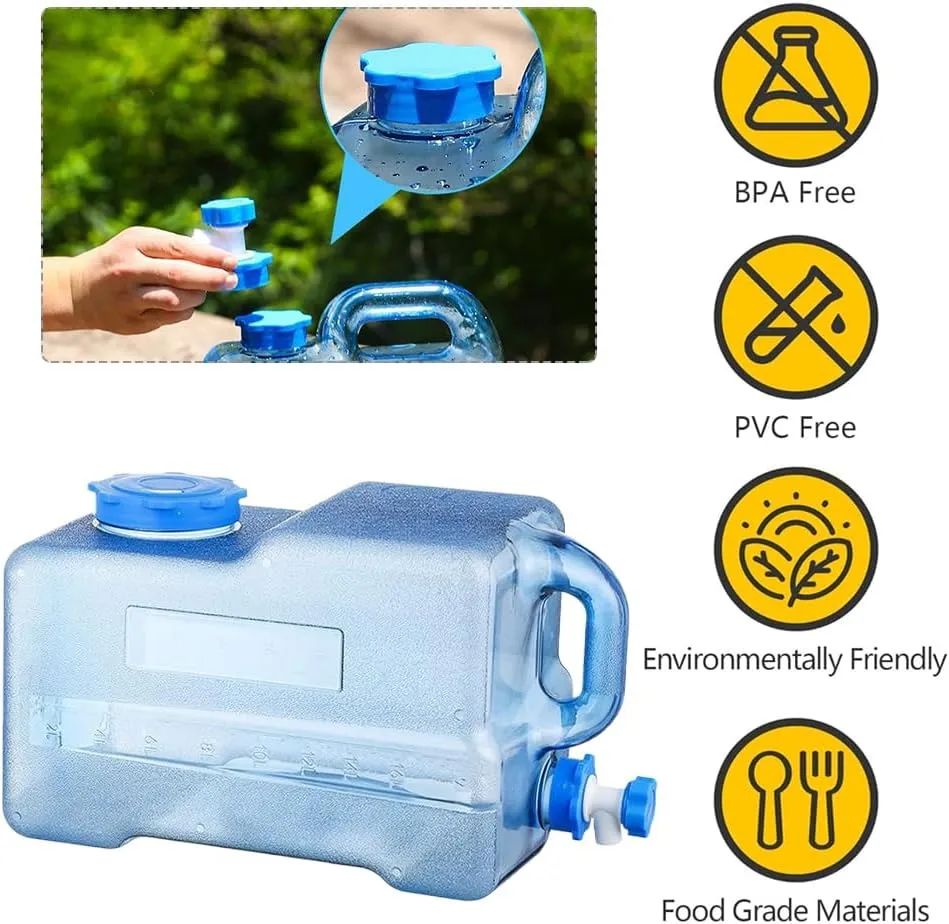 Orgonite Water Storage Containers, Camping Water Container, Portable Water Tank with Faucet Camping Bucket with Tap Water Jug with Spigot BPA Free Emergency Water Storage for Outdoor Camping Hiking