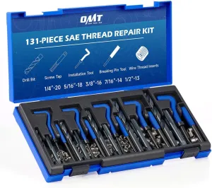 Orion Motor Tech Thread Repair Kit, SAE Helicoil Repair Kit with HSS Drill Bits Thread Inserts Taps Breakoff Installation Tools, Portable Rethreading Tool Kit in 1/4" 5/16" 3/8" 7/16" 1/2" Sizes