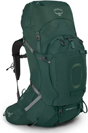 Osprey Aether Plus 60L Men's Backpacking Backpack, Axo Green, S/M