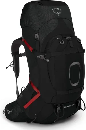 Osprey Aether Plus 60L Men's Backpacking Backpack, Black, S/M