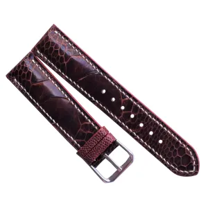 Ostrich leather watch strap brown leather watch band custom 21mm leather watch strap and from 12mm to 24mm (With Steel Folding Clasp, 20mm)