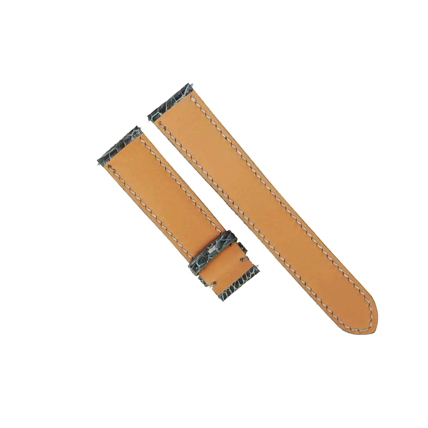 Ostrich leg leather watch band, Premium Olive Green Ostrich watch strap (17mm, Steel Folding Clasp)