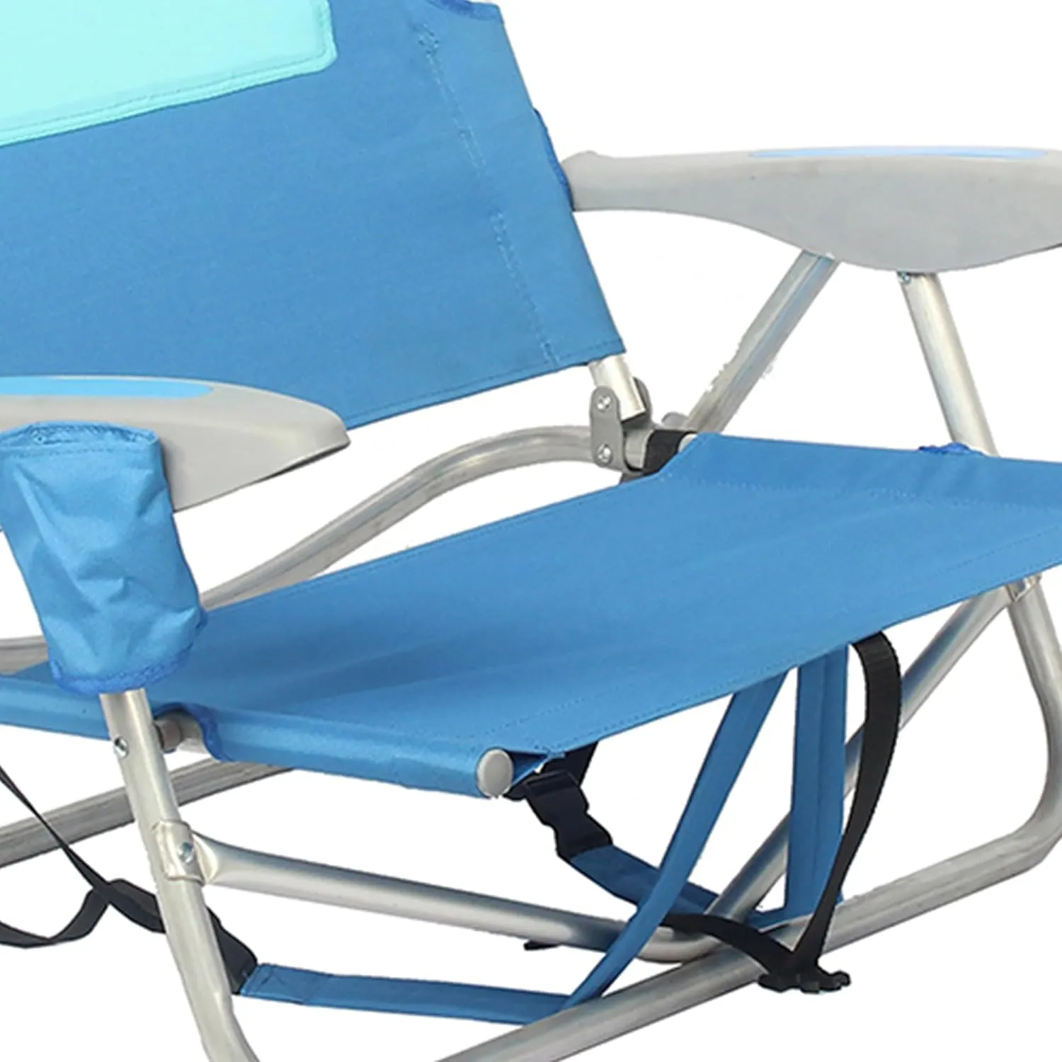 Ostrich Lightweight Ladies Comfort On-Your-Back Outdoor Backpack Beach Chair with 5 Adjustable Positions, Carry Straps & Cup Holder, Blue (2 Pack)