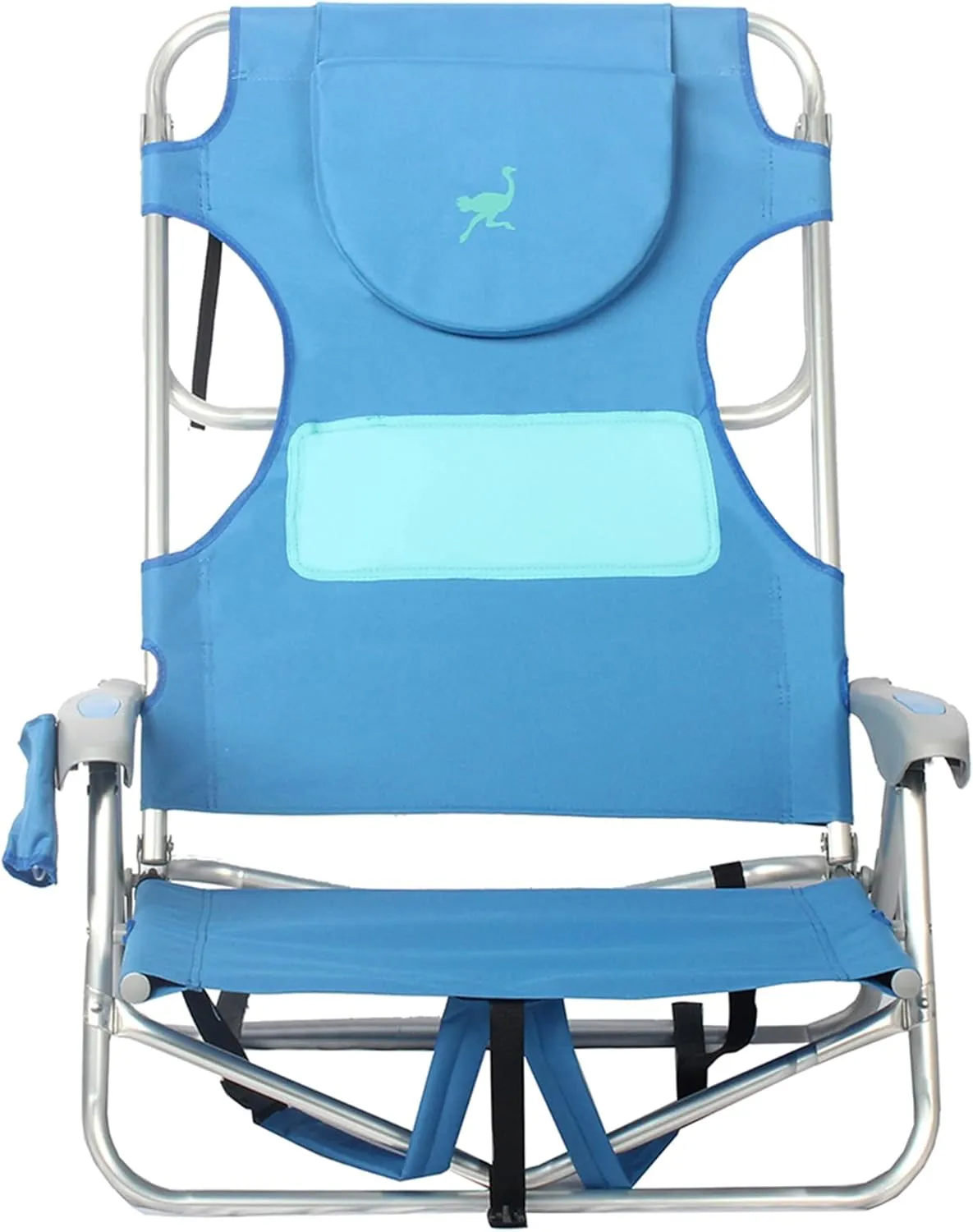 Ostrich Lightweight Ladies Comfort On-Your-Back Outdoor Backpack Beach Chair with 5 Adjustable Positions, Carry Straps & Cup Holder, Blue (2 Pack)