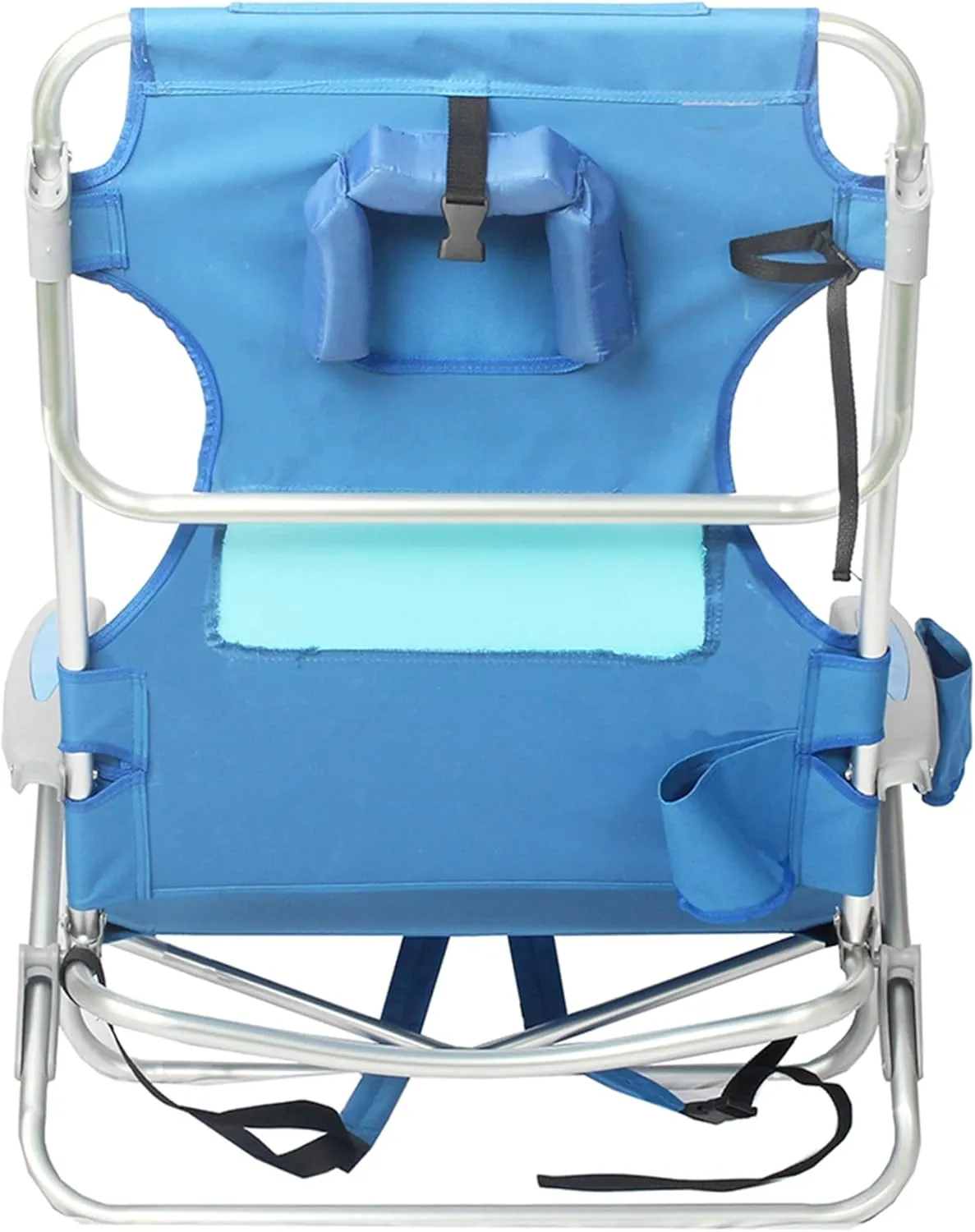 Ostrich Lightweight Ladies Comfort On-Your-Back Outdoor Backpack Beach Chair with 5 Adjustable Positions, Carry Straps & Cup Holder, Blue (2 Pack)
