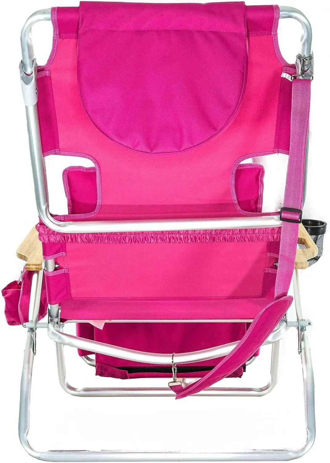 Ostrich Reclining Lounge Chair, Deluxe 3 in 1 Folding Outdoor Beach Lounger, Pink - Compact and Portable Recliner for Pool Tanning, Lawn, Patio, and Yard